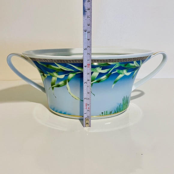 Versace x Rosenthal Jungle Blue Green Gold Pattern Vegetable Bowl Vintage - Picture 6 of 11